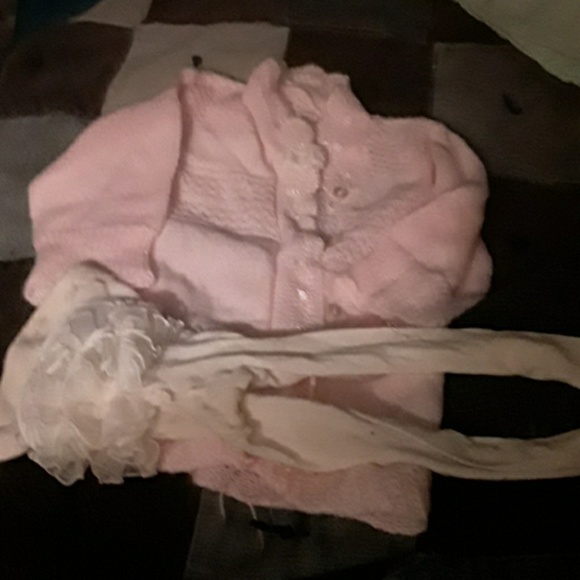 Other - BABY  SOFT LIGHT  PINK SWEATER  AND WHITE  LACEY